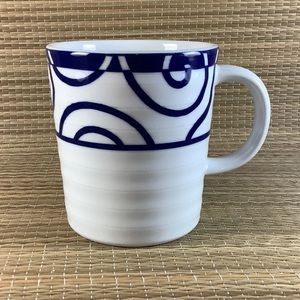 CRATE & BARREL Porcelain Blue Swirl Mug Portugal